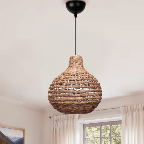 Φωτιστικό Οροφής Faya Megapap e27 Wicker Μονόφωτο Χρώμα Φυσικό Ø46x100εκ.