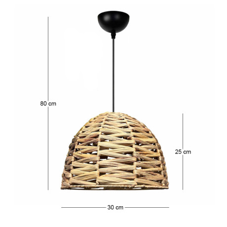 Φωτιστικό Οροφής Kimi Megapap e27 Wicker Μονόφωτο Χρώμα Φυσικό Ø30x80εκ.