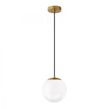 Φωτιστικό Οροφής Lumi Megapap e27 Γυάλινο Μονόφωτο Χρώμα Χρυσό - Λευκό Ø15x120εκ.