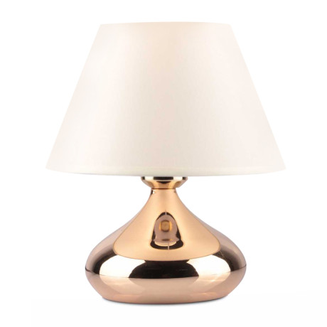 Φωτιστικό Επιτραπέζιο Luvia Megapap e27 Μεταλλικό - Ύφασμα pvc Χρώμα Χρυσό - Κρεμ Ø22x25εκ.