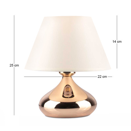 Φωτιστικό Επιτραπέζιο Luvia Megapap e27 Μεταλλικό - Ύφασμα pvc Χρώμα Χρυσό - Κρεμ Ø22x25εκ.