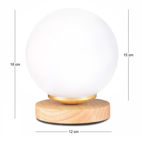 Φωτιστικό Επιτραπέζιο Luma Megapap e27 Ξύλινο -  Γυάλινο Χρώμα Φυσικό - Λευκό Ø12x18εκ.