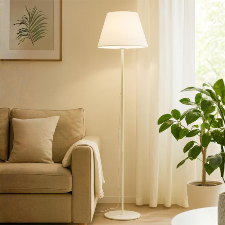 Φωτιστικό Δαπέδου Vilo Megapap e27 Μεταλλικό - Ύφασμα pvc Χρώμα Λευκό Ø35x152εκ.