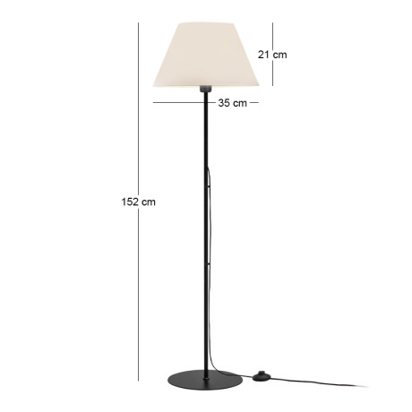 Φωτιστικό Δαπέδου Vilo Megapap e27 Μεταλλικό - Ύφασμα pvc Χρώμα Μαύρο - Λευκό Ø35x152εκ.