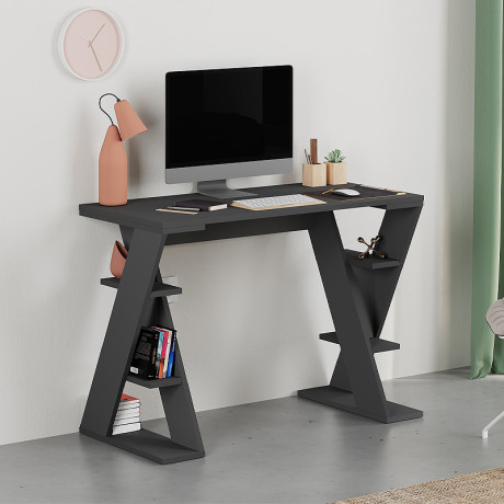 Γραφείο Εργασίας Papillon Megapap Χρώμα Ανθρακί 106x50x75εκ