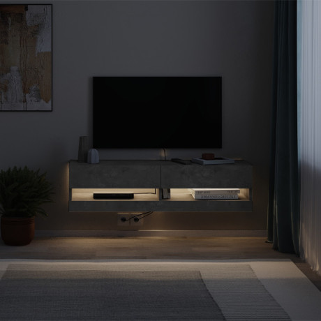 Έπιπλο Τηλεόρασης Επιτοίχιο Moon Megapap με led Χρώμα Γκρι Ρετρό 120x33,8x30εκ.