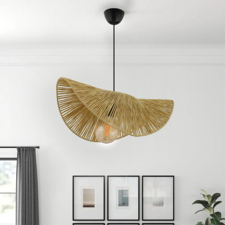 Φωτιστικό Οροφής Taco Megapap e27 Γιούτα Μονόφωτο Χρώμα Camel 51x36x55εκ.