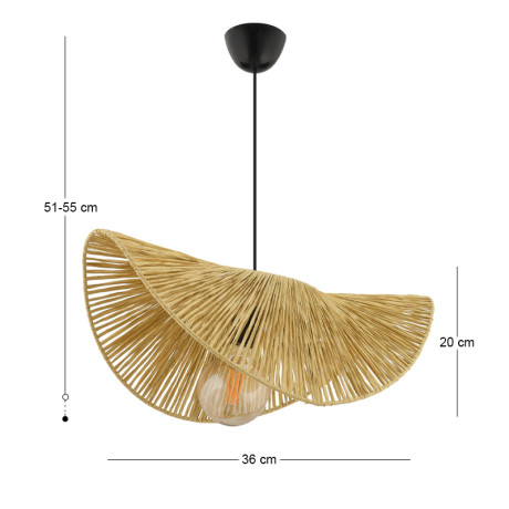 Φωτιστικό Οροφής Taco Megapap e27 Γιούτα Μονόφωτο Χρώμα Camel 51x36x55εκ.