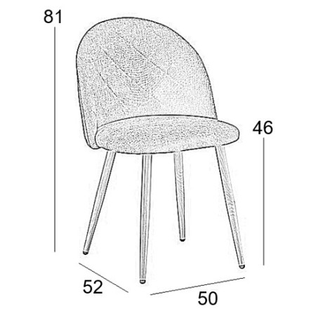 RIO GREY VELVET ΥΦΑΣΜΑ ΚΑΡΕΚΛΑ ΜΕΤΑΛΛΙΚΗ 50X52X81εκ.