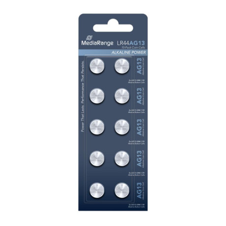 Mediarange Premium Alkaline Coin Cells Ag13|lr44|1.5v Pack 10 (Mrbat113)