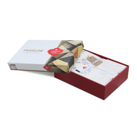 Σετ Παπλωματοθήκη Lendell Cotton box 3 τμχ Μονή (160x220) Χρώμα Μέντα - Λευκό