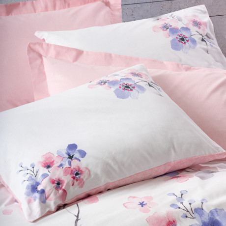 Σετ Παπλωματοθήκη Jayda Cotton box 3 τμχ Μονή (160x220) Χρώμα ροζ - Λευκό