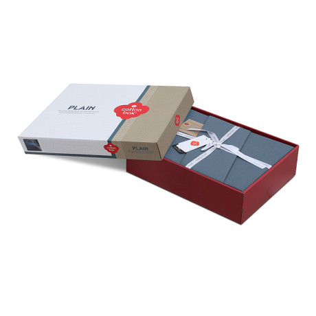 Σετ Παπλωματοθήκη Plain Cotton box 4 τμχ Διπλή (200x220) Χρώμα Ανθρακί
