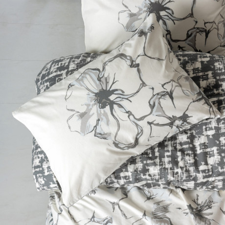 Σετ Παπλωματοθήκη Hilaris Cotton box 4 τμχ Διπλή (200x220) Χρώμα Ανθρακί