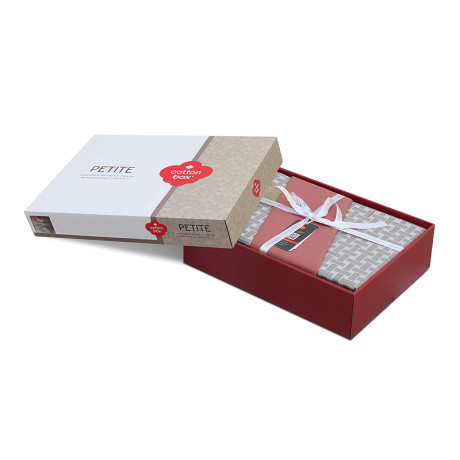 Σετ Παπλωματοθήκη Mote Cotton box 4 τμχ Διπλή (200x220) Χρώμα Κόκκινο - Γκρι
