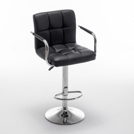 Σκαμπό Bar ArteLibre RANCOR Με Πλάτη Πτυσσόμενο Μαύρο PVC/Μέταλλο 51x50x83-105cm