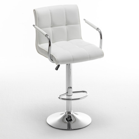 Σκαμπό Bar ArteLibre DOKK Με Πλάτη Πτυσσόμενο Λευκό PU/Μέταλλο 52x56x94-115cm