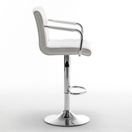 Σκαμπό Bar ArteLibre DOKK Με Πλάτη Πτυσσόμενο Λευκό PU/Μέταλλο 52x56x94-115cm