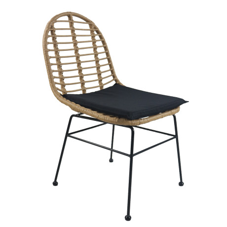 Καρέκλα Κήπου ArteLibre ACCIUS Φυσικό/Μαύρο Μέταλλο/Rattan 49x56x84cm