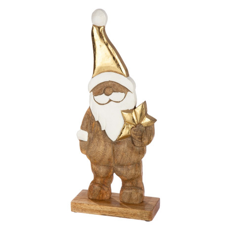 Φιγούρα Άγιος Βασίλης 'Natal' Αλουμίνιο/Ξύλο Μάνγκο Εκρού/Χρυσό/Λευκό 7x16.5x40.5cm
