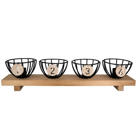 Κηροπήγιο Ορθογώνιο Μέταλλο/Ξύλο Μαύρο/Εκρού 10x45.5x10cm