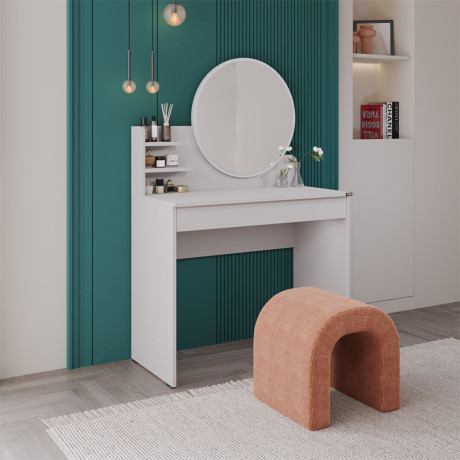 Τουαλέτα με Καθρέπτη Dior Megapap Χρώμα Λευκό 90x45x138εκ.