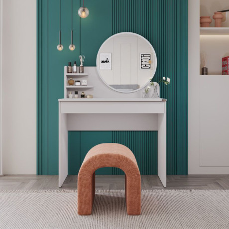 Τουαλέτα με Καθρέπτη Dior Megapap Χρώμα Λευκό 90x45x138εκ.