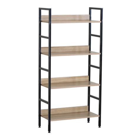 Ραφιέρα ArteLibre TYNDALL Με 4 Ράφια 60X27.6X126cm Δρυς/Μαύρο Μοριοσανίδα/Μέταλλο