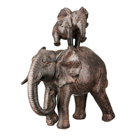 Figure Elephant Synthetic Resin Brown 2 Assorted 18X10X20Cm 18X10X20Cm
