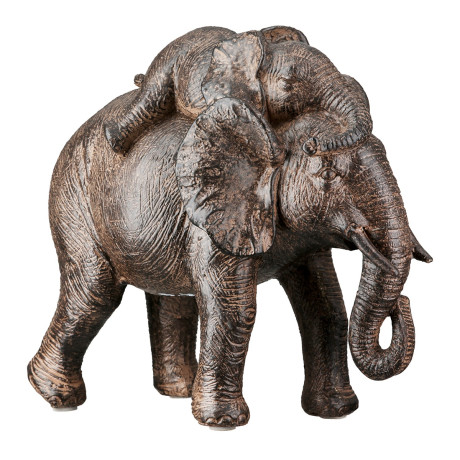 Figure Elephant Synthetic Resin Brown 2 Assorted 18X10X20Cm 18X10X20Cm