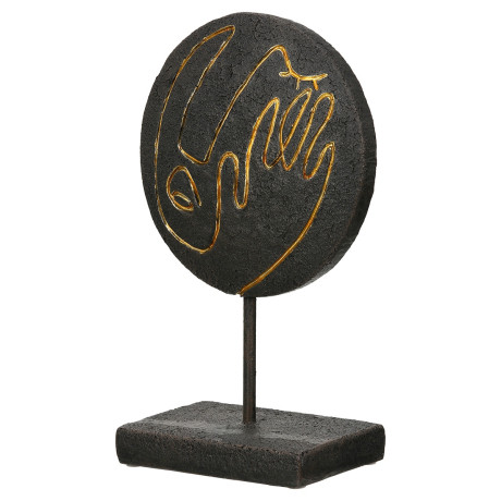 Ανάγλυφο Σταντ Στρογγυλό 'Lice' Μοτίβο Προσώπου Πολυρεζίνη Μαύρο 8x15x24.5cm