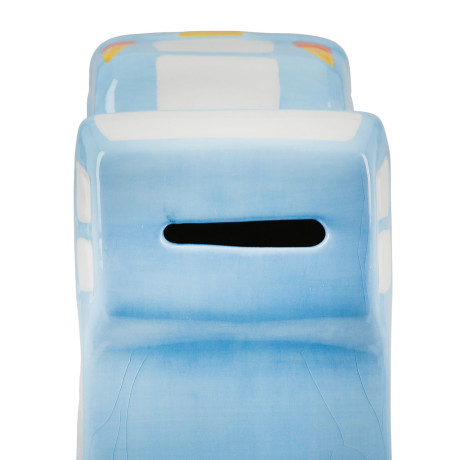 Διακοσμητικό Κουμπαράς Τροχόσπιτο ArteLibre Γαλάζιο/Λευκό Κεραμικό 15x7x9cm