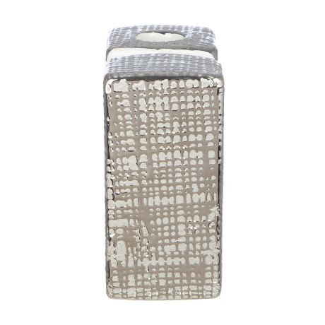 Κηροπήγιο 'Boston' Κεραμικό Ασημί/Λευκό 6x11.5x12.5cm