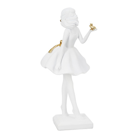 Φιγούρα Γυναίκα Πολύ Λευκό Χρυσό 11X11X24Cm 11X11X24Cm