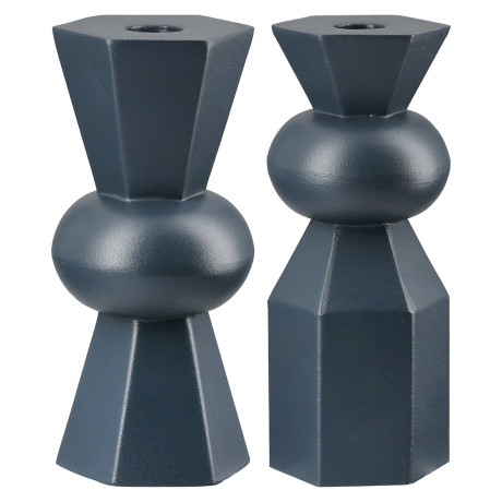 Κηροπήγιο ArteLibre Σκούρο Μπλε Μέταλλο 7x7x19cm Σε 2 Σχέδια