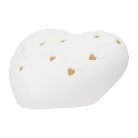 Διακοσμητικό Αντικείμενο (Led) Καρδιά Πορσελάνη Λευκό 16X14X8Cm 16X14X8Cm