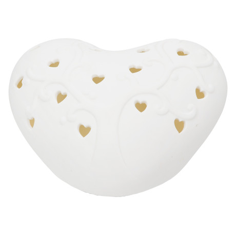Διακοσμητικό Αντικείμενο (Led) Καρδιά Πορσελάνη Λευκό 16X14X8Cm 16X14X8Cm
