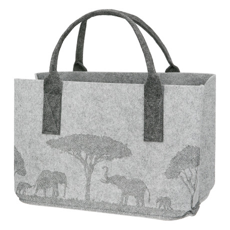 Τσάντα Ορθογώνια Μοτίφ Ελέφαντα Felt Μπεζ Ανοιχτό Γκρι 2 Ποικιλία 40X25X26Cm 40X25X26Cm