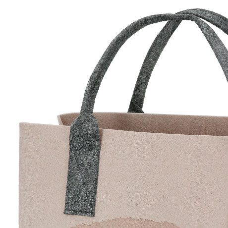 Τσάντα Ορθογώνια Μοτίφ Ελέφαντα Felt Μπεζ Ανοιχτό Γκρι 2 Ποικιλία 40X25X26Cm 40X25X26Cm