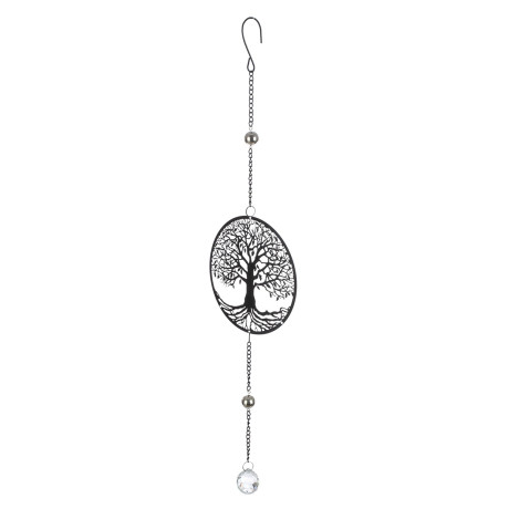 Κρεμάστρα Round Tree Of Life Motif Metal Black 15X3X58Cm 15X3X58Cm