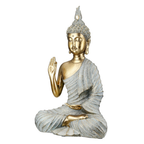 Φιγούρα Buddha Συνθετική Ρητίνη Γκρι Χρυσό Χρώμα 16X8X25Cm 16X8X25Cm