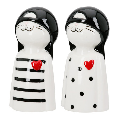 Figure Cat Porcelain White 2 Assorted 6X5X12Cm 6X5X12Cm