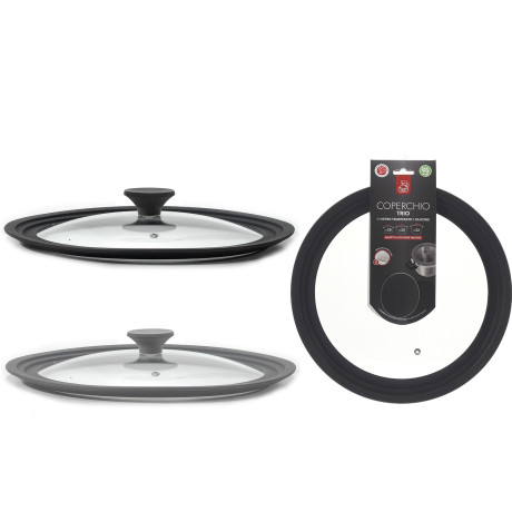 Καπάκι Trio γυαλί/σιλικόνη Φ28/30/32cm 2Τμχ Σε 2 Σχέδια