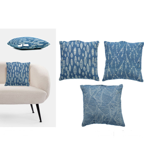 Μαξιλάρι Jacquard Μπλε/Λευκό 100% πολυεστέρας 45x45cm Σε 3 Σχέδια