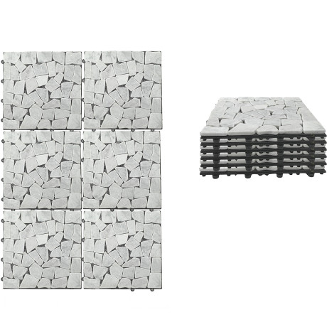 Σετ Πλακίδια Πέτρα Λευκό 30.5x30.5x2cm 6Τμχ