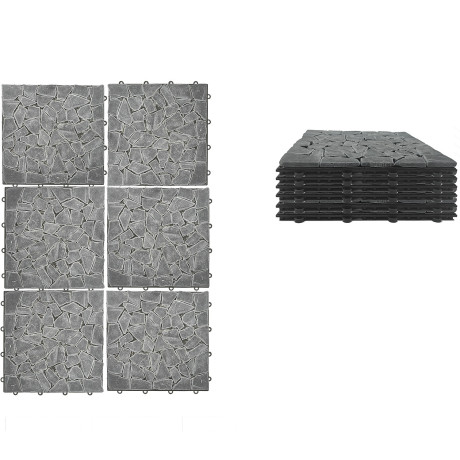 Πλακάκια Δαπέδου Μαύρο Πέτρα 30.5x30.5x2cm 6Τμχ