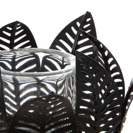 Κηροπήγιο ρεσώ Φύλλο Μοτίφ Μεταλλικό Μαύρο 18X18X9Cm 18X18X9Cm