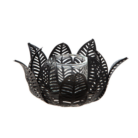 Κηροπήγιο ρεσώ Φύλλο Μοτίφ Μεταλλικό Μαύρο 18X18X9Cm 18X18X9Cm