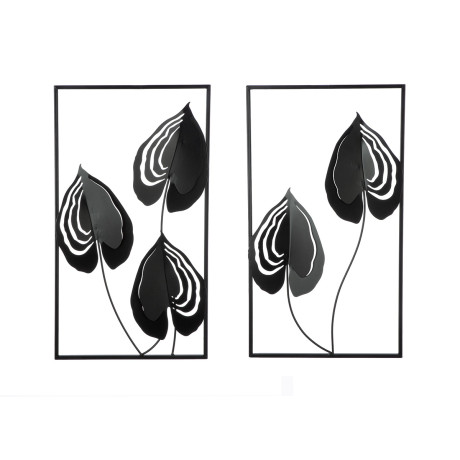Ανάγλυφο τοίχου μοτίβο φύλλου μεταλλικό μαύρο 2 Ποικιλία 30X2X55Cm 30X2X55Cm