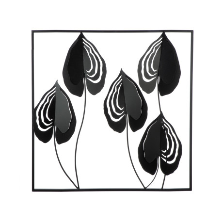 Ανάγλυφο τοίχου Μοτίβο φύλλου μεταλλικό μαύρο 55X2X55Cm 55X2X55Cm